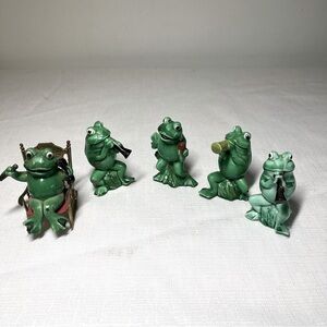 Enesco Vintage 1978 4 Piece Frog Band. RARE To Find All 4!  Bonus rocking chair